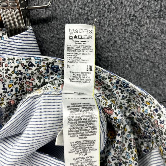 M&S‎ shorts womens 18 blue white stripe Chino cotton blend - Picture 10 of 15